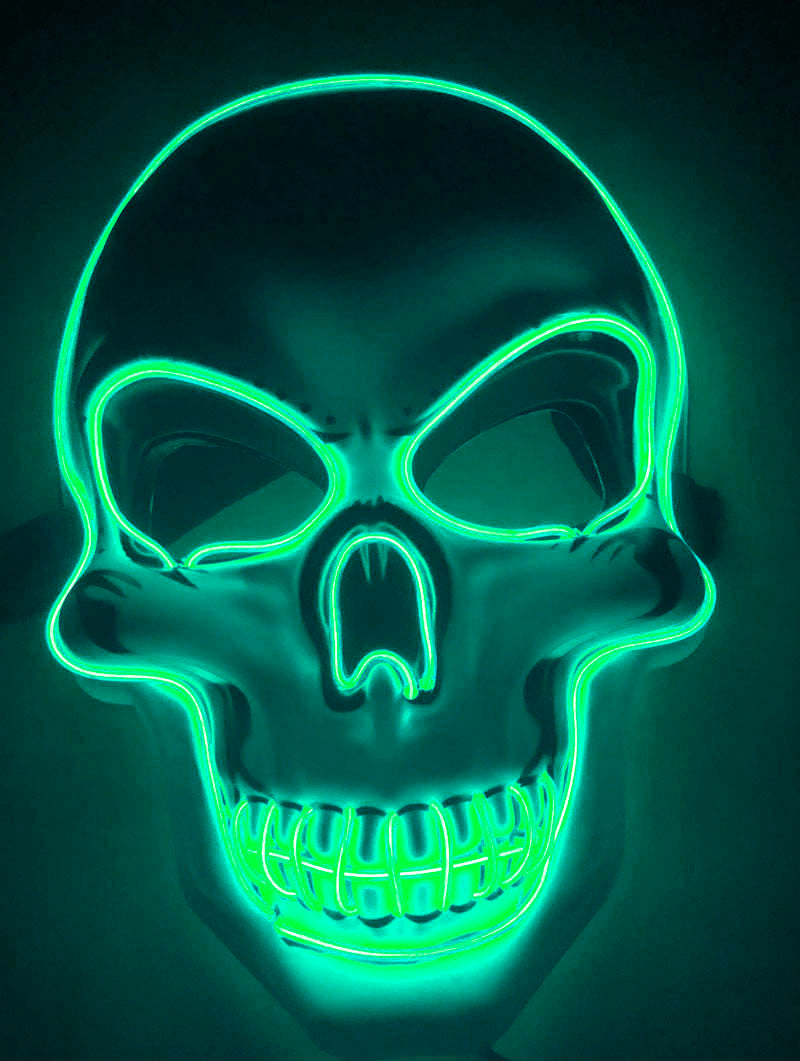 LED Halloween Mask – 4 Light Modes | 10 Colors | Glows in the Dark