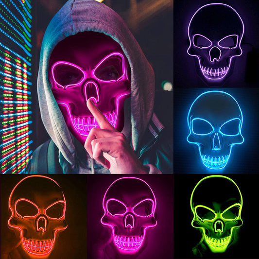 LED Halloween Mask – 4 Light Modes | 10 Colors | Glows in the Dark