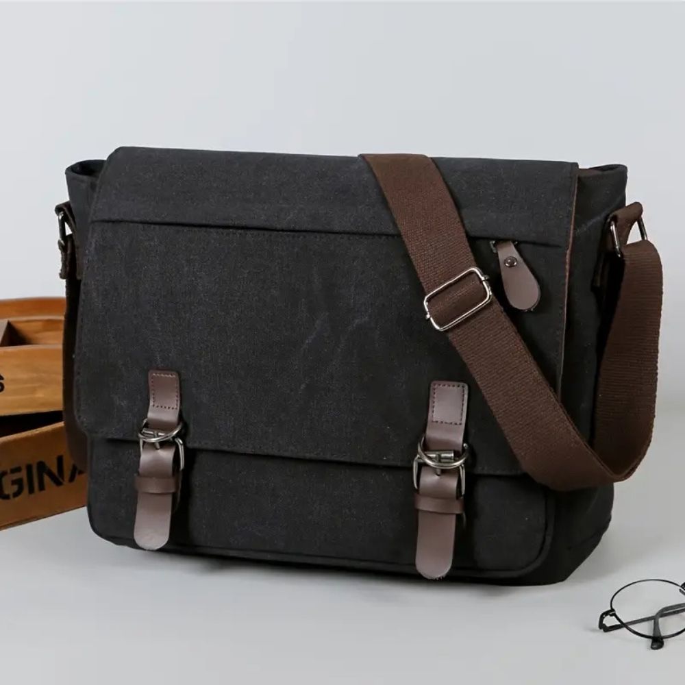 Men's Canvas Satchel Messenger Sling Bag - Durable Shoulder Crossbody Bag for Work, Commuting, Travel & Everyday Carry