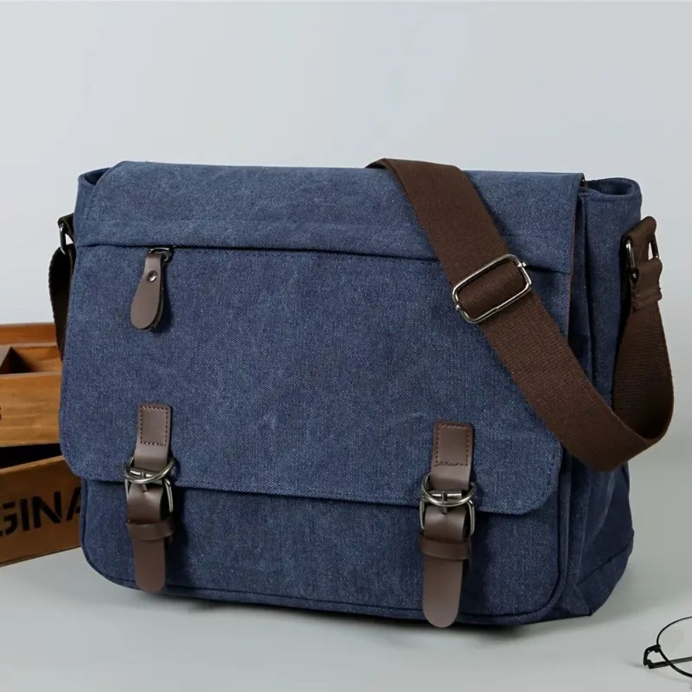Men's Canvas Satchel Messenger Sling Bag - Durable Shoulder Crossbody Bag for Work, Commuting, Travel & Everyday Carry
