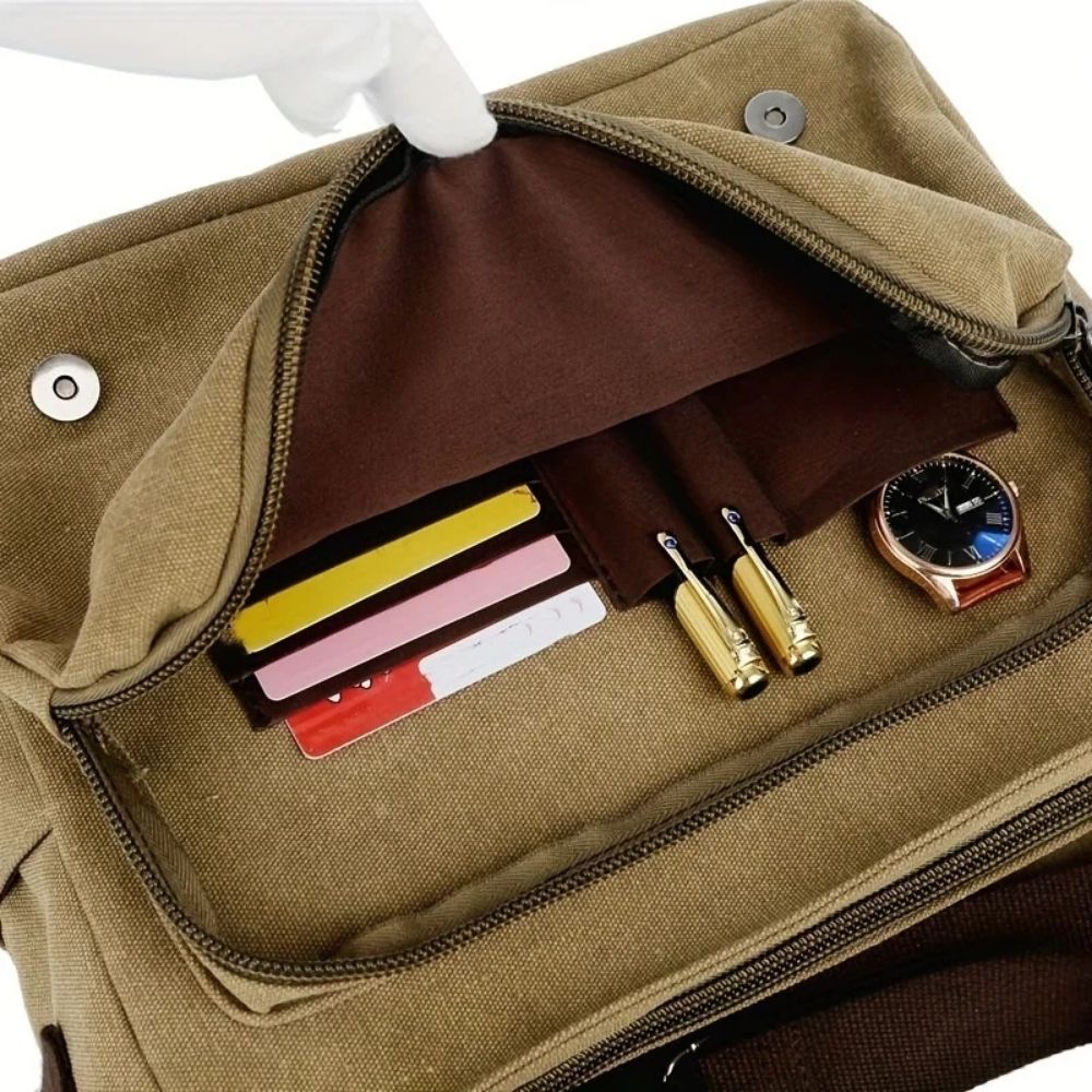 Men's Canvas Satchel Messenger Sling Bag - Durable Shoulder Crossbody Bag for Work, Commuting, Travel & Everyday Carry