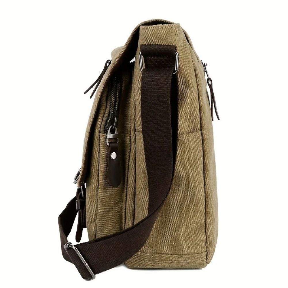 Men's Canvas Satchel Messenger Sling Bag - Durable Shoulder Crossbody Bag for Work, Commuting, Travel & Everyday Carry