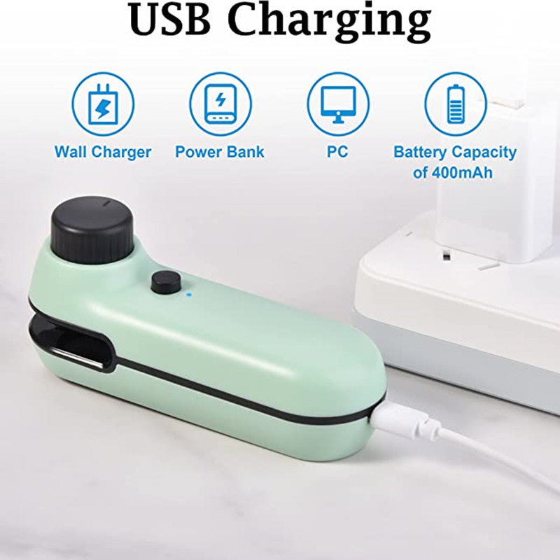 2-in-1 Rechargeable Mini Bag Sealer & Cutter – Portable Heat Sealer with USB Charging