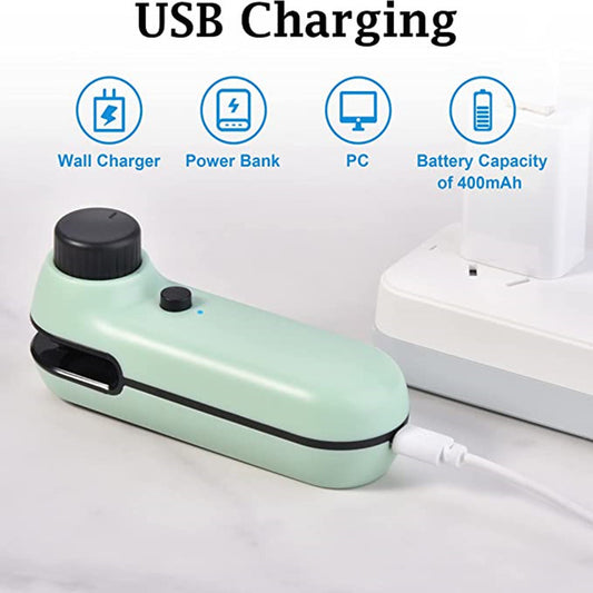 2-in-1 Rechargeable Mini Bag Sealer & Cutter – Portable Heat Sealer with USB Charging