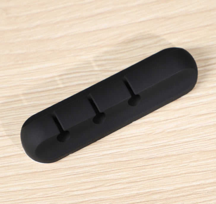 Silicone Desktop Cable Organizer – Tangle-Free Wire Holder (Black)