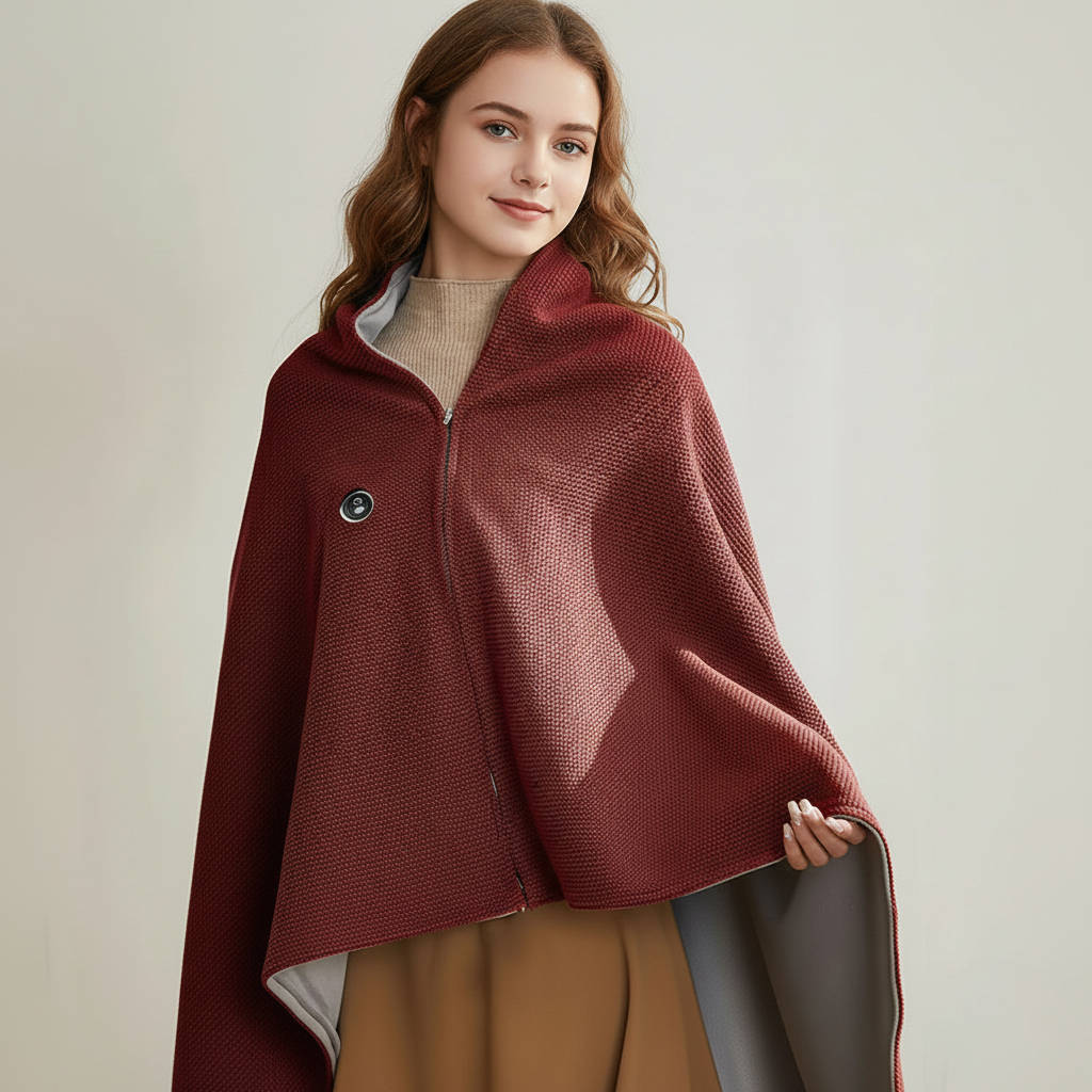 Wearable Heated Blanket Wrap - 8 Heating Zones, Warms in 15 Seconds, USB Powered Shawl for Couch, Office & Outdoors (Power Bank Not Included)