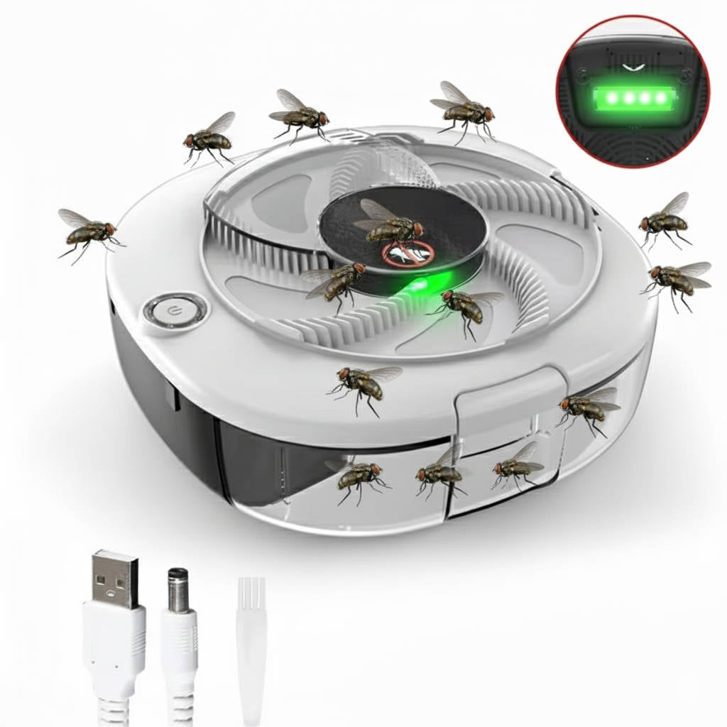 Electric Fly Trap for Indoor & Outdoor Use - Chemical-Free Quiet Spinning Fly Catcher for Kitchen, Patio, Picnic & Restaurant