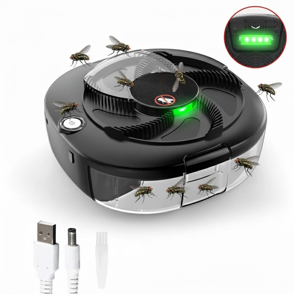 Electric Fly Trap for Indoor & Outdoor Use - Chemical-Free Quiet Spinning Fly Catcher for Kitchen, Patio, Picnic & Restaurant