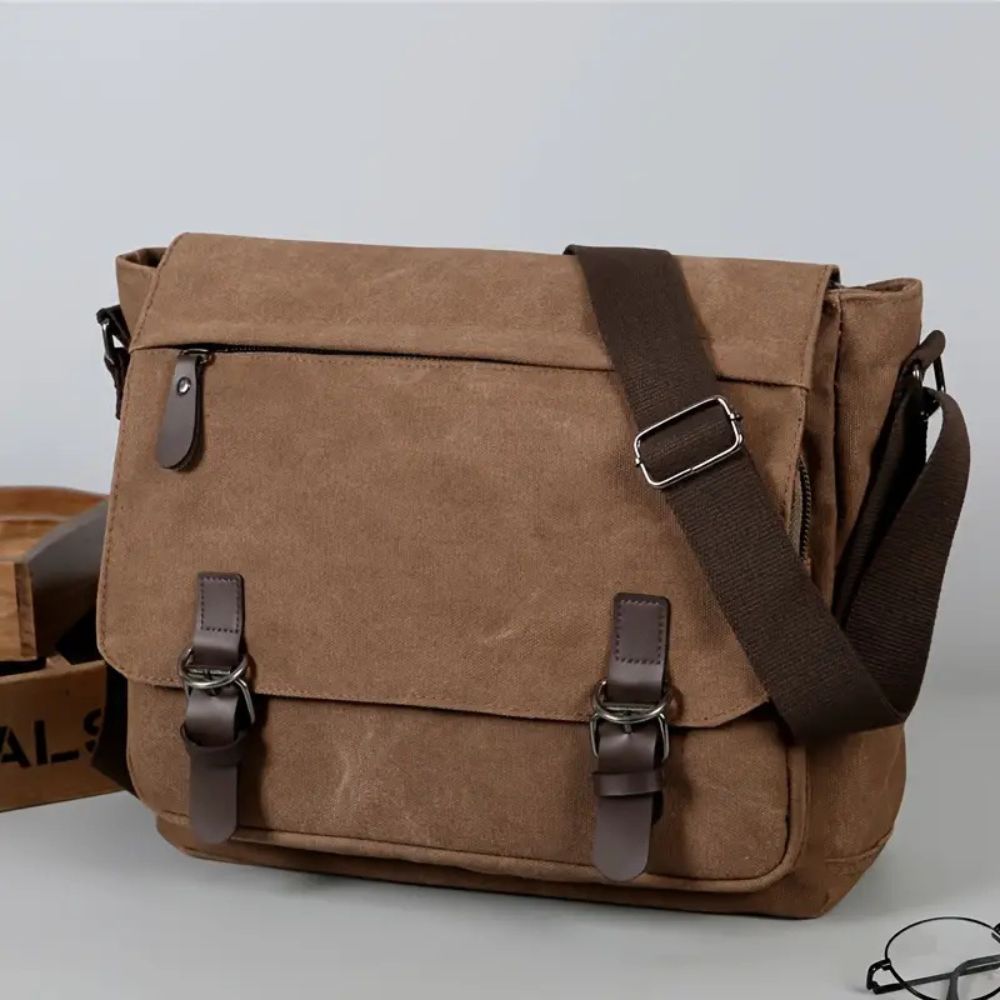 Men's Canvas Satchel Messenger Sling Bag - Durable Shoulder Crossbody Bag for Work, Commuting, Travel & Everyday Carry