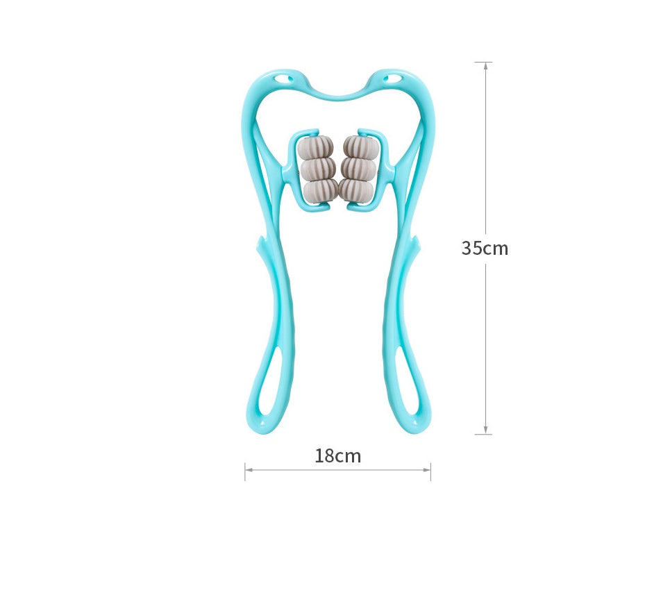 6-Roller Cervical Neck Massager with Jade Scraping Tool – Deep Tissue Relief & 360° Rotating Design