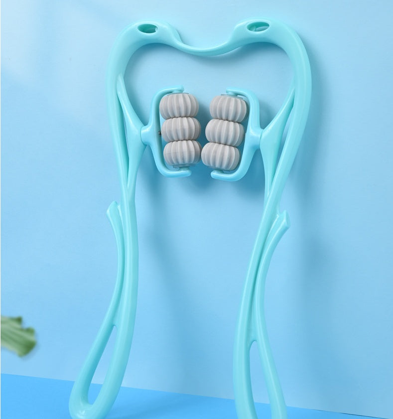 6-Roller Cervical Neck Massager with Jade Scraping Tool – Deep Tissue Relief & 360° Rotating Design