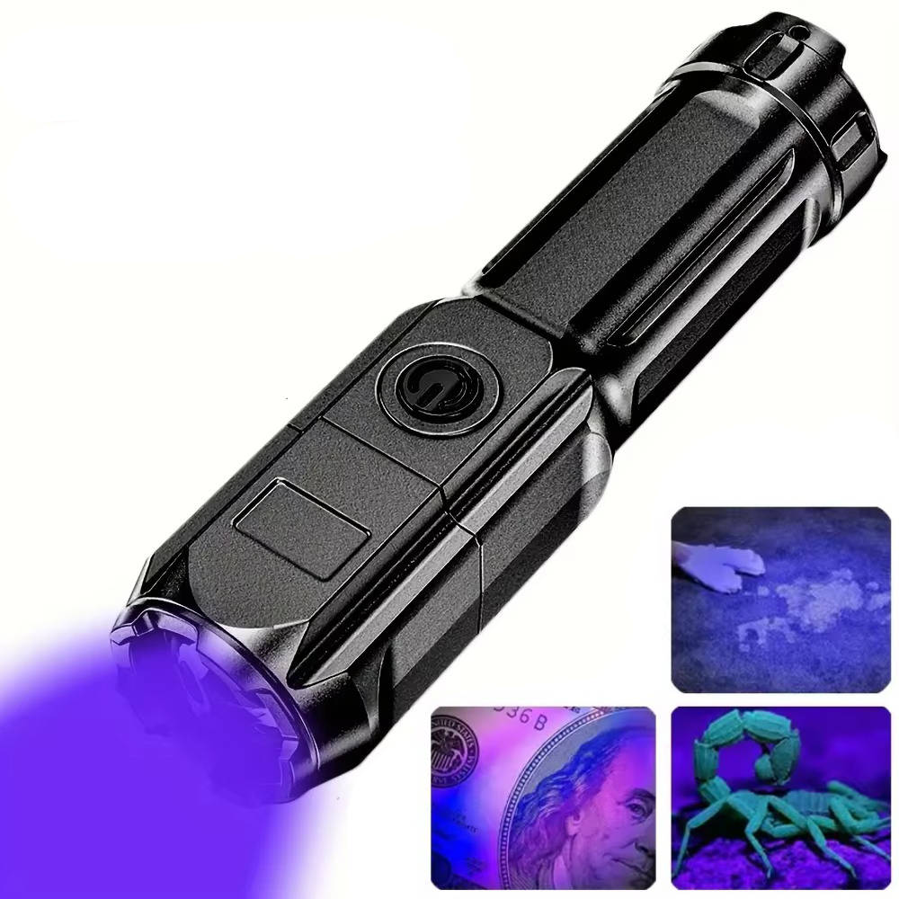 Rechargeable UV Flashlight with Zoomable Beam - Electronics & Gadgets