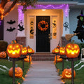 Solar Glowing Pumpkin Pathway Lights for Halloween - Outdoor Jack-O-Lantern Yard Decor, Auto On at Dusk, No Wiring Needed