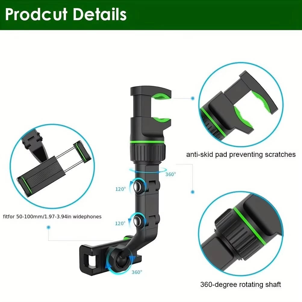 Universal Car Phone Holder Mount - 360° Rotation Dashboard & Air Vent Cell Phone Holder for iPhone, Android & Most Cases
