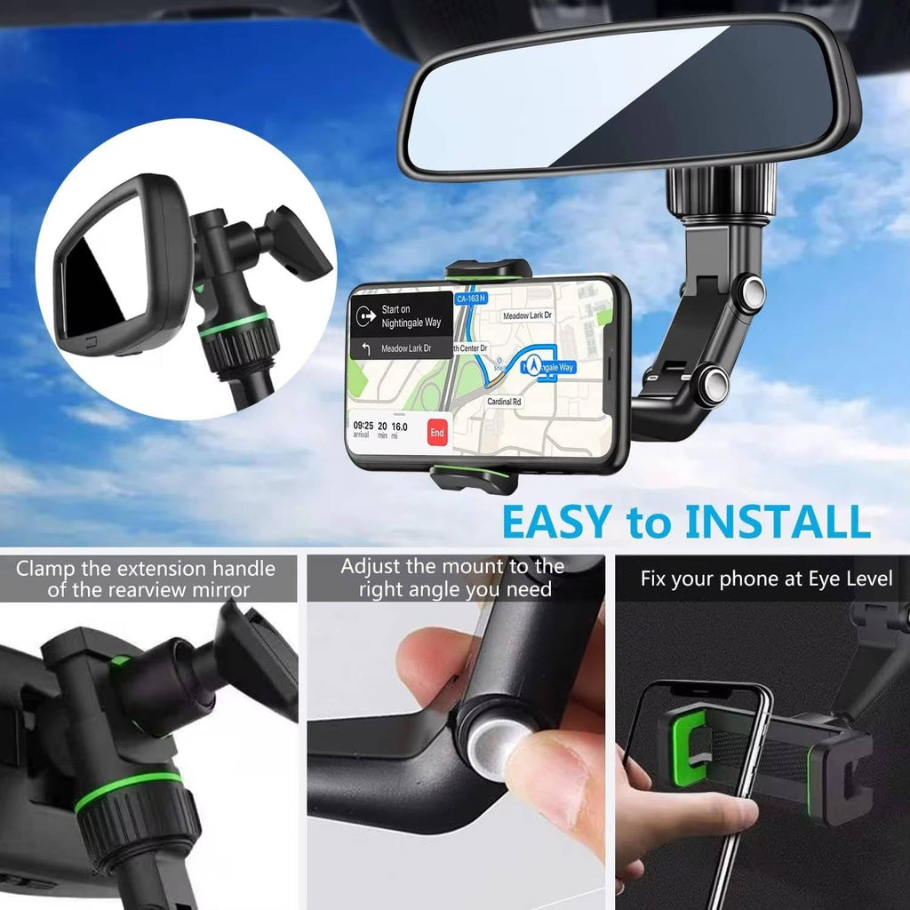 Universal Car Phone Holder Mount - 360° Rotation Dashboard & Air Vent Cell Phone Holder for iPhone, Android & Most Cases