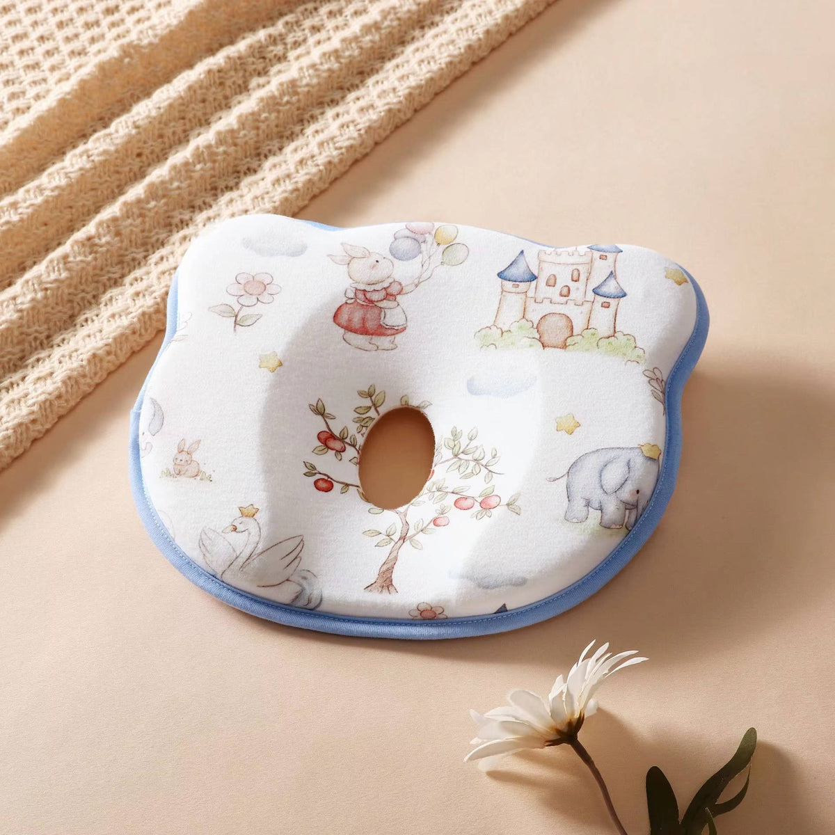 U-Shaped Infant Head Support Pillow for Newborns - Soft Breathable Baby Cushion for Supervised Tummy Time, Machine Washable