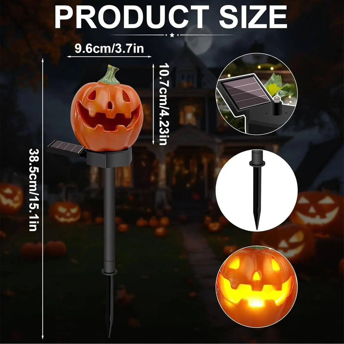 Solar Glowing Pumpkin Pathway Lights for Halloween - Outdoor Jack-O-Lantern Yard Decor, Auto On at Dusk, No Wiring Needed