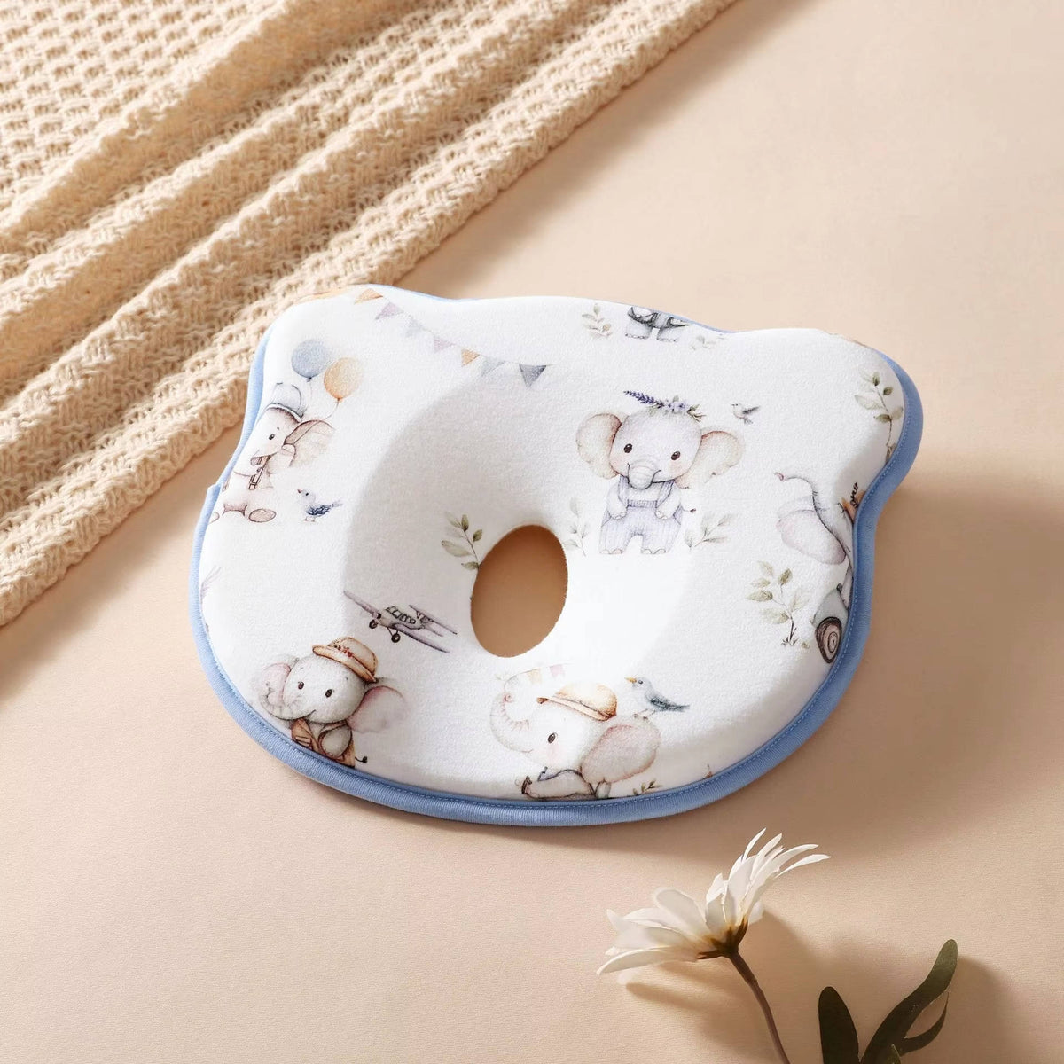 U-Shaped Infant Head Support Pillow for Newborns - Soft Breathable Baby Cushion for Supervised Tummy Time, Machine Washable