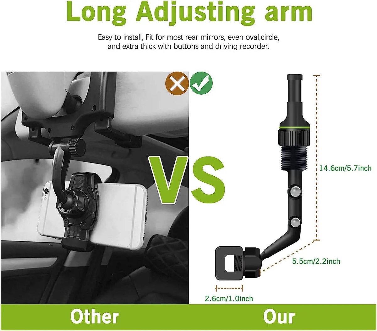 Universal Car Phone Holder Mount - 360° Rotation Dashboard & Air Vent Cell Phone Holder for iPhone, Android & Most Cases