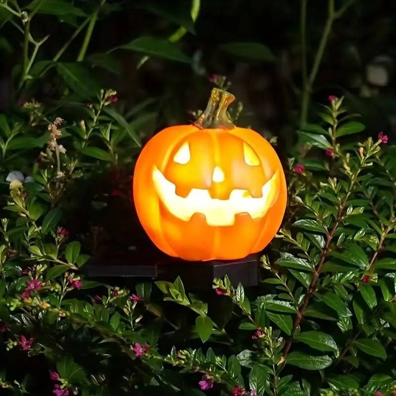 Solar Glowing Pumpkin Pathway Lights for Halloween - Outdoor Jack-O-Lantern Yard Decor, Auto On at Dusk, No Wiring Needed