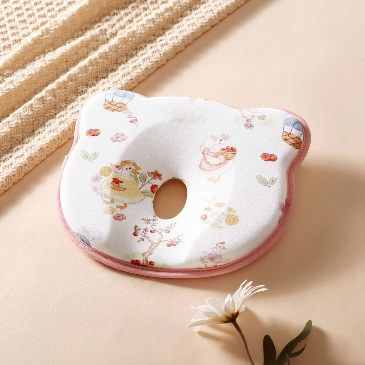 U-Shaped Infant Head Support Pillow for Newborns - Soft Breathable Baby Cushion for Supervised Tummy Time, Machine Washable