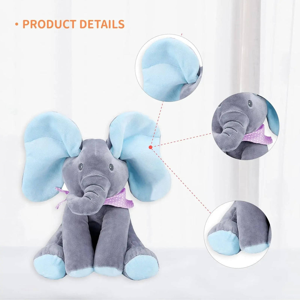 Peek-a-Boo Talking Elephant Plush Toy for Babies & Toddlers - Interactive Stuffed Animal with Moving Ears, Gift