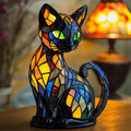 Whimsical Stained-Glass Cat Table Lamp - Home & Garden Decor