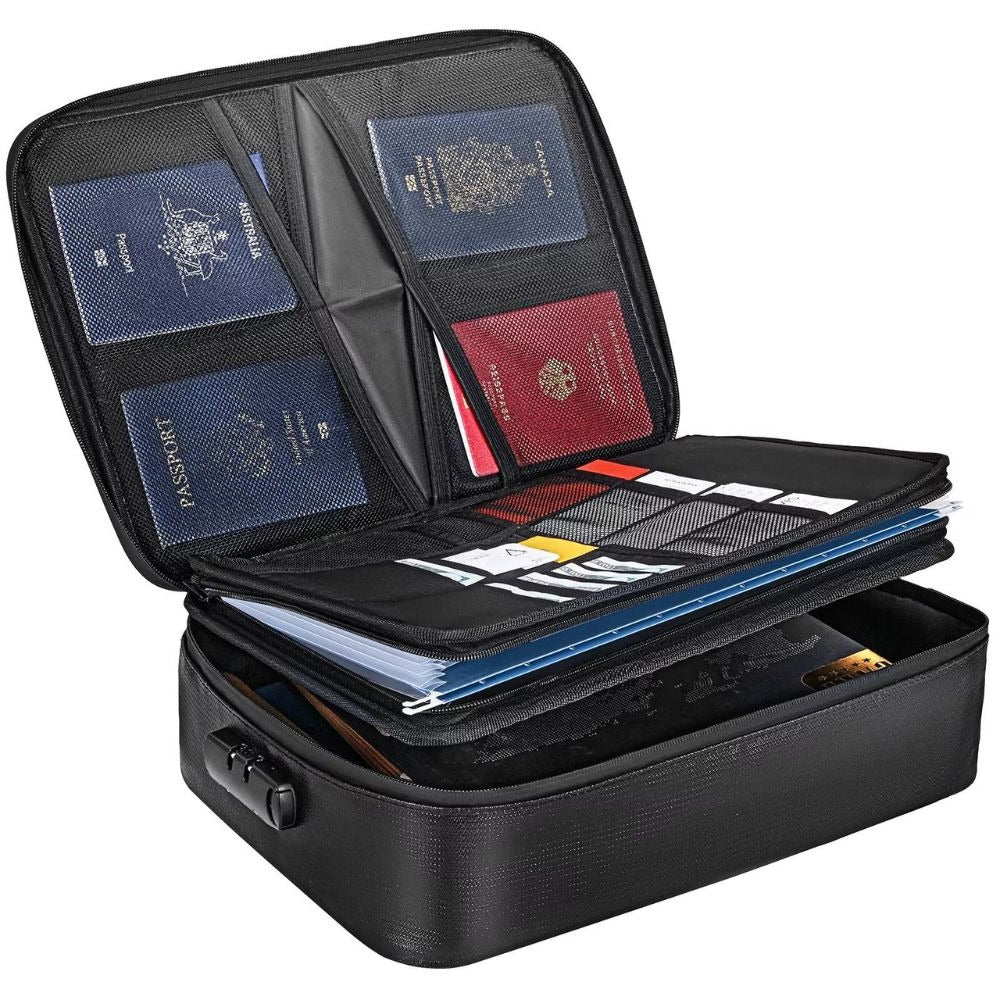 Fire-Resistant & Water-Resistant Document Bag for Cash, Passports & Valuables - Zipper Safe Storage Pouch for Home & Travel