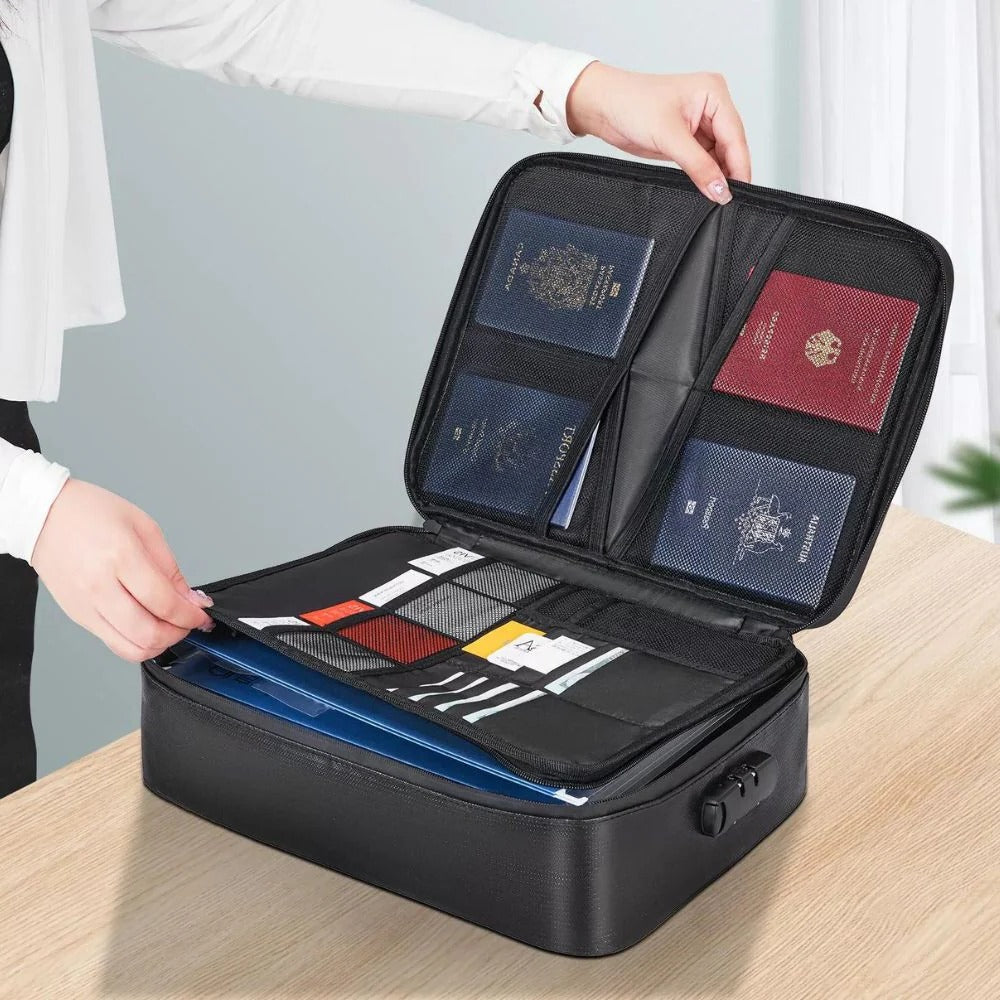 Fire-Resistant & Water-Resistant Document Bag for Cash, Passports & Valuables - Zipper Safe Storage Pouch for Home & Travel