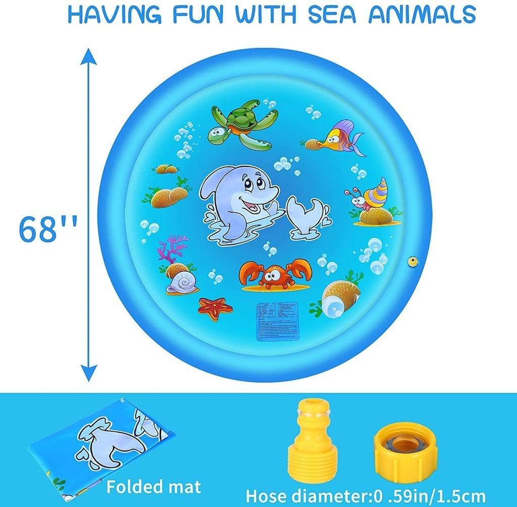 68-Inch Sprinkler Splash Pad for Kids & Toddlers - Outdoor Water Play Mat for Backyard, Lawn & Summer Fun, Large Play Area