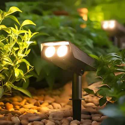 Solar LED Multi-Zoom Spotlight - Outdoor Adjustable Beam Security Light for Driveway, Backyard, Garden & Camping, Wireless