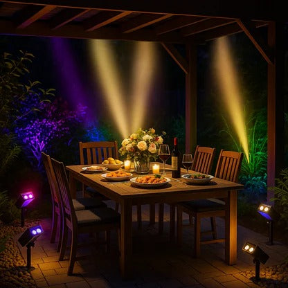 Solar LED Multi-Zoom Spotlight - Outdoor Adjustable Beam Security Light for Driveway, Backyard, Garden & Camping, Wireless