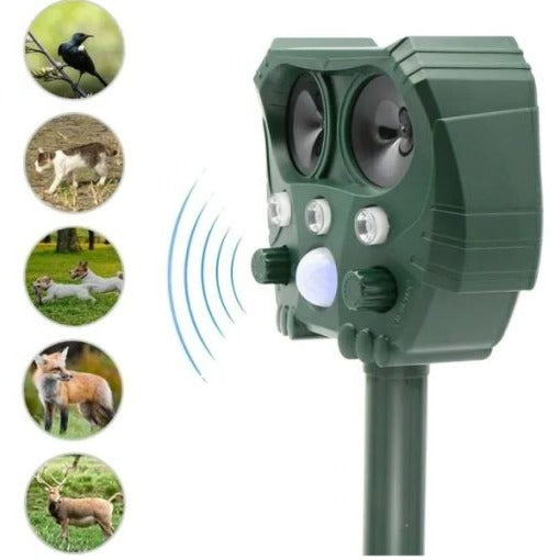 Solar Powered Ultrasonic Snake Repeller - Outdoor Weatherproof Snake Deterrent with Light for Yard, Garden & Lawn, No Batteries
