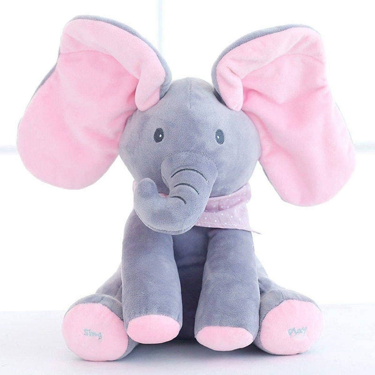 Peek-a-Boo Talking Elephant Plush Toy for Babies & Toddlers - Interactive Stuffed Animal with Moving Ears, Gift