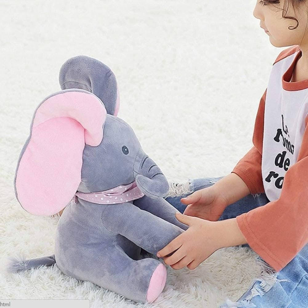 Peek-a-Boo Talking Elephant Plush Toy for Babies & Toddlers - Interactive Stuffed Animal with Moving Ears, Gift