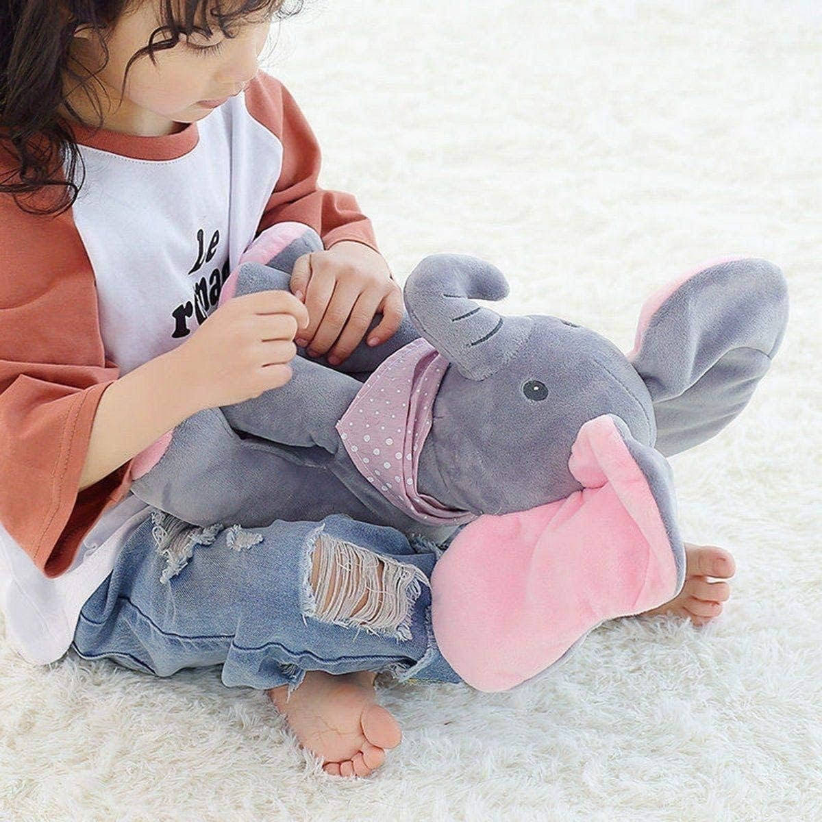 Peek-a-Boo Talking Elephant Plush Toy for Babies & Toddlers - Interactive Stuffed Animal with Moving Ears, Gift