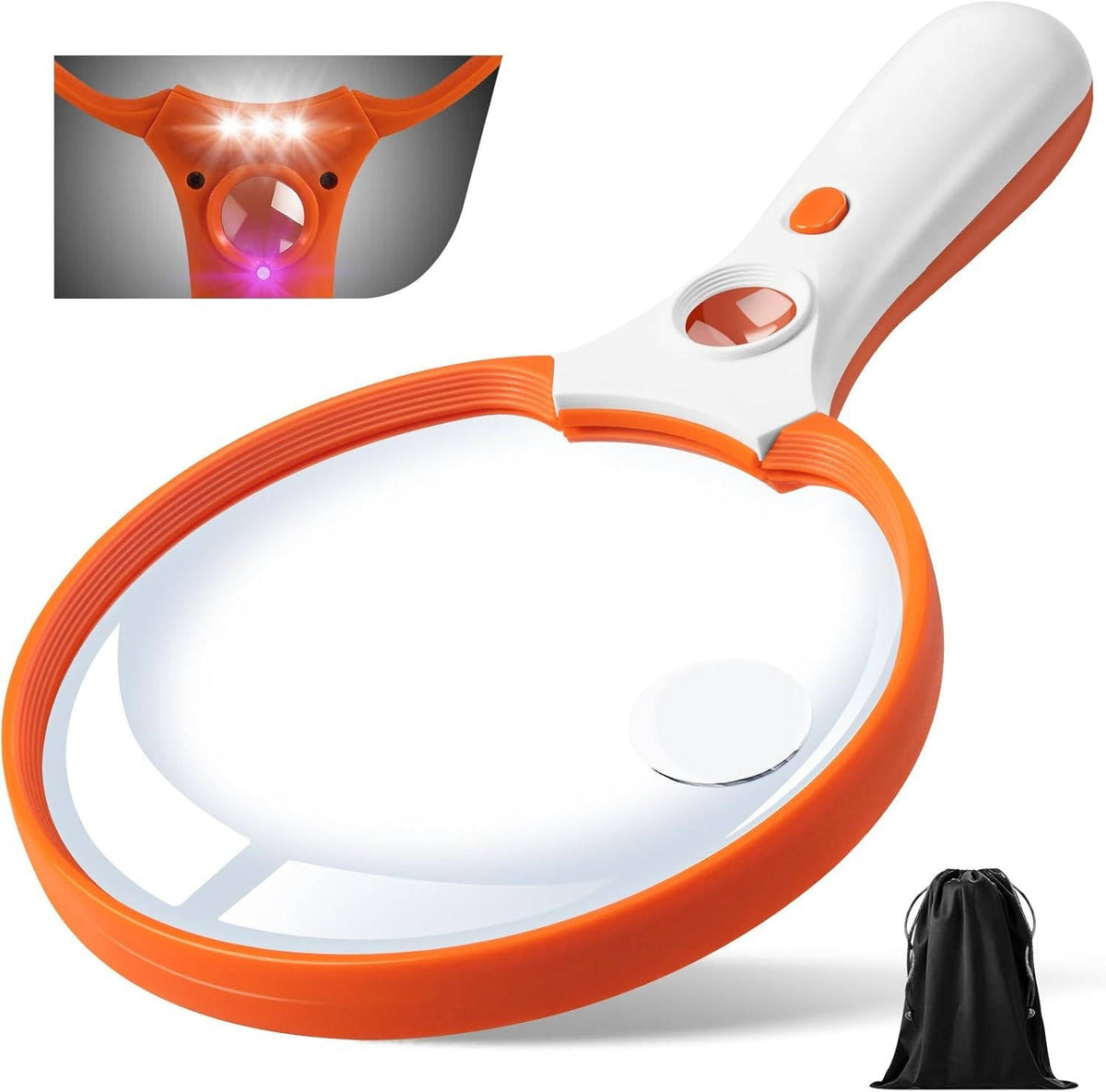 Large Handheld Magnifying Glass with LED Light for Seniors - 10x 20x Lighted Magnifier for Reading, Crafts, Coins & Jewelry